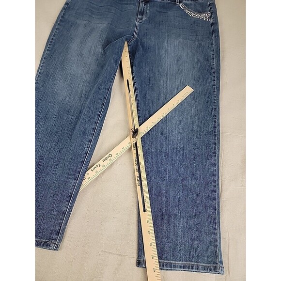 Soft Surroundinsg Jeans Womens 24 48x29 High Rise Boot Spangle Blue Stretch - Picture 2 of 16